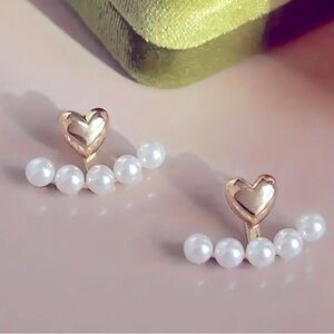 HEARTS & FAUX PEARL EARRINGS, NEW